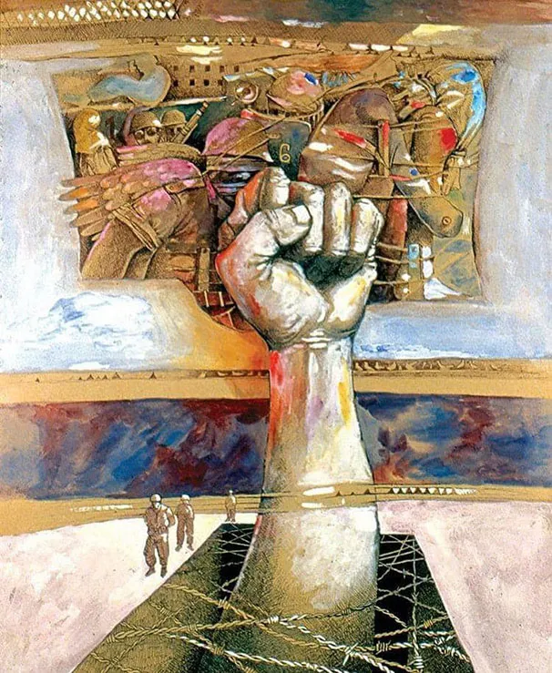 لوحة متنفس عبر القضبان